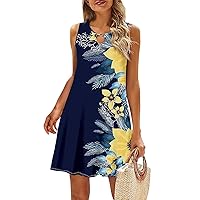 Women's Beach Dresses 2024 Vacation Casual Summer Dress Sleeveless Tank Dress Spring, S-2XL