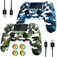Dliaonew Wireless Controller for PS4, 2 Pack Remote Control Compatible with PS-4/Slim/Pro with Dual Vibration/Audio/Six-axis Motion Sensor/Game Joystick (Camo Blue + Camo Green) Gamepad