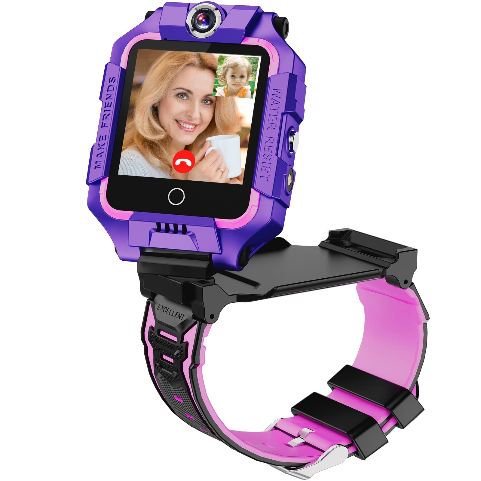 4G Kids Smart Watch for Boys Girls, Watch Phone Voice Messages Video Call Waterproof 360° Rotating WiFi Smartwatch for Children Students Ages 3-14 ...