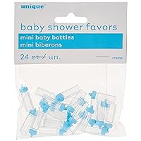 Mini Baby Blue Plastic Bottle Favors - 1'', 24 Count - Ideal for Girl Baby Showers, Baptisms & Gender Reveals