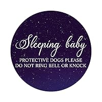 Sleeping Baby Protective Dogs Please Do Not Ring Bell Or Knock Round Label Sticker 3 Inch Stickers for Notebook Stickers Motivational Quote Decal for Suitcase Computer Vinyl Decals Set of 30