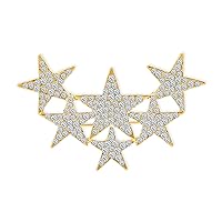 Large Big Statement Fashion Celestial Patriotic USA American Rock Star Sparkly Six Crystal Stars Scarf Brooch Pin For Women Teens Silver Or Gold Plated