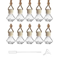 10Pcs Car Air Freshener Diffuser,Car Air Freshener Hanging Bottle,Car Accessories Empty Refillable Clear Glass Essential Diffuser Oil Aromatherapy Fragrance Perfume Pendant Vials