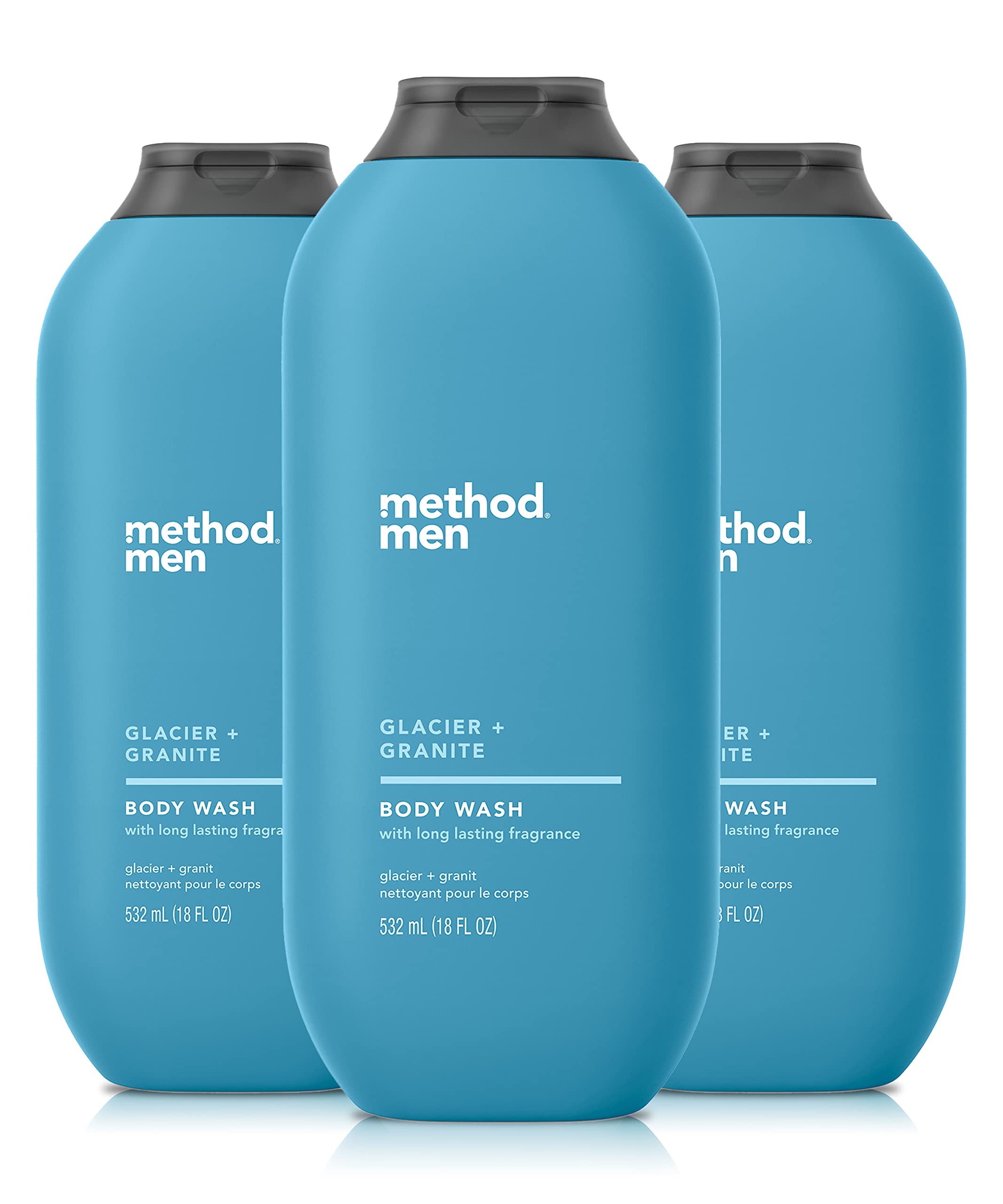 Method Men Body Wash, Glacier + Granite, Paraben and Phthalate Free, 18 FL Oz (Pack of 3)