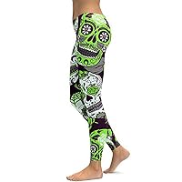 Rookay Women's Skull Printed Leggings 3D Digital Print Yoga Pants Tummy Control Workout Running Pants