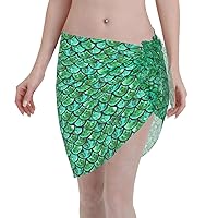 Mermaid Women Short Sarong Beach Wrap Sheer Bikini Chiffon Swimsuit Cover Up Skirt for Swimwear