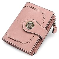 SENDEFN Small Womens Wallet Leather Bifold Card Holder RFID Blocking with Zipper Coin Pocket