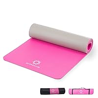 Yoga Mat Eco-Friendly Material 1/2 inch Non-Slip Yoga Pilates Fitness at Home & Gym 4 Colors with Carrying Case & Strap