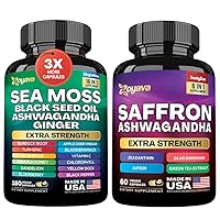 Sea Moss 16-in-1 (180 Caps) and Saffron 6-in-1 (60 Caps) - Wellness Synergy Bundle