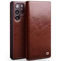 ZIFENGX-Leather Wallet Case for Samsung Galaxy S24 Ultra/S24 Plus/S24, Business Luxury Elegant Classic Flip Folio Book Shockproof Protective Cover with Card Slots (S24,Brown)