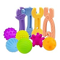 Sensory Balls for Baby Infant 3-6 Months -6 Pack and Silicone Teethers for Babies, Frozen Teething Toys for Babies - 4 Pack