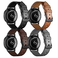 （4 Pack） Leather Band for Galaxy Watch 5 Pro 45mm/4 Classic 46mm 42mm Bands, U.B.T 20mm Watch Strap Compatible for Samsung Galaxy Watch 5/4 40mm 44mm/Active 2/3 41mm Band, Brown,Coffee,Black,Grey