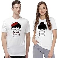 I Love So Much Couple T-Shirt Print Round Neck White T-Shirt Matching Couple T-Shirt Perfect for Couples by UDGAMFAB