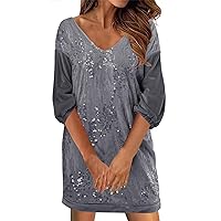 White Maternity Dress Women,Women's New and Sequin Women's V Neck Printing Casual Dress and Floral Dresses for