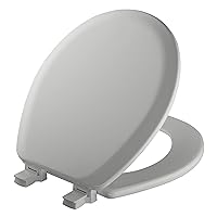 MAYFAIR 41EC 162 Cameron Toilet Seat will Never Loosen and Easily Remove, ROUND, Durable Enameled Wood, Silver