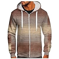 Men Zip Hoodie Oversized Gradient Print Sweatshirt For Men Long Sleeve Slim Fit Lightweight Hood Jacket With Pocket