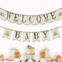 Winnie Welcome Baby Banner for Winnie Baby Shower Classic the Pooh 1 St Birthday Party Supplies Vintage Cute Winnie Banner for Baby Shower Decorations Banners and Signs