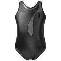 Little Big Girls One-Piece Dance Leotard Tulle Splice Tank Top Athletic Ballet Gymnastic Performance Dancewear Bodysuit