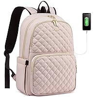 LOVEVOOK Laptop Backpack Purse for Women, 15.6 Inch Womens Work Bags, Anti-Theft Business Computer Laptop Bag Travel Backpack Purse, Quilted Casual Daypack with USB Port