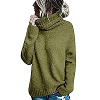 Cyber Fashion Monday Deals 2024 Women Chenille Sweaters Casual Turtleneck Jumper Soft Knit Side Slit Pullover Winter Warm Sweaters Loose Tops Suéter Azul Marino Mujer