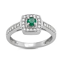 14K White Gold, 1/2 cttw Diamond and Color Stone (Emerald, Blue-Sapphire) Modern Bridal Ring