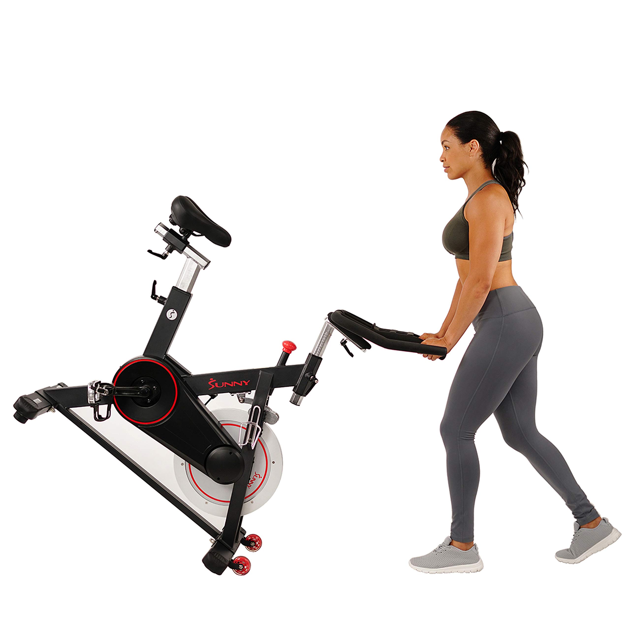 Sunny Health & Fitness Magnetic Belt Drive Indoor Cycling Bike, Optional Exclusive SunnyFit App and Enhanced Bluetooth Connectivity