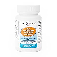 Slow Magnesium Chloride | Calcium Tablets by Geri-Care | Nutritional Supplement | 60 Count Bottle (Pack of 1)