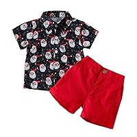 Baby Boy Clothes Pack Toddler Boys Christmas Short Sleeve Cartoon Santa Prints T Shirt Tops Little (Red, 18-24 Months)