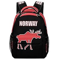 Norway Elk Unisex Laptop Backpack Lightweight Shoulder Bag Travel Daypack