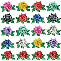 20Pcs 3D Rose Flower Embroidered Patches, Foral Iron on Patches, Applique Sewing Patches for Clothing, Bags, Jackets, Jeans DIY Embellishments Craft Decoration (Need to sew)