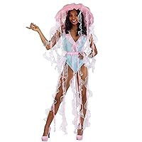 Women's Majestic Jellyfish Costume & Hat | Adult Sea Creature Cosplay Outfit & Tentacles Hat | Ocean Animal Outfit