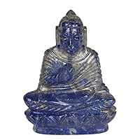 GEMHUB Hand Carved Approximately 780.00 Ct Lapis Lazuli Gemstone Buddha Statue Figurine V-7839