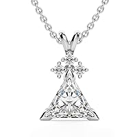 Uptown Girl Pendant 2.00CT, Triangle Brilliant Cut, Colorless Moissanite Stone, 925 Sterling Silver, Pendants for Women Daily Wear, Great for Gift Or As You Want