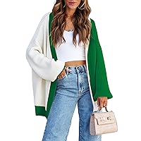 Pink Queen 2023 Fall Long Cardigans for Women Batwing Sleeve Open Front Ribbed Knit Oversized Cardigan Sweaters with Pockets