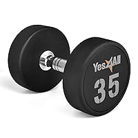Yes4All Urethane Dumbbells with Anti-Slip Knurled Handle 5-50LBS for Muscle Building - Sold Individually
