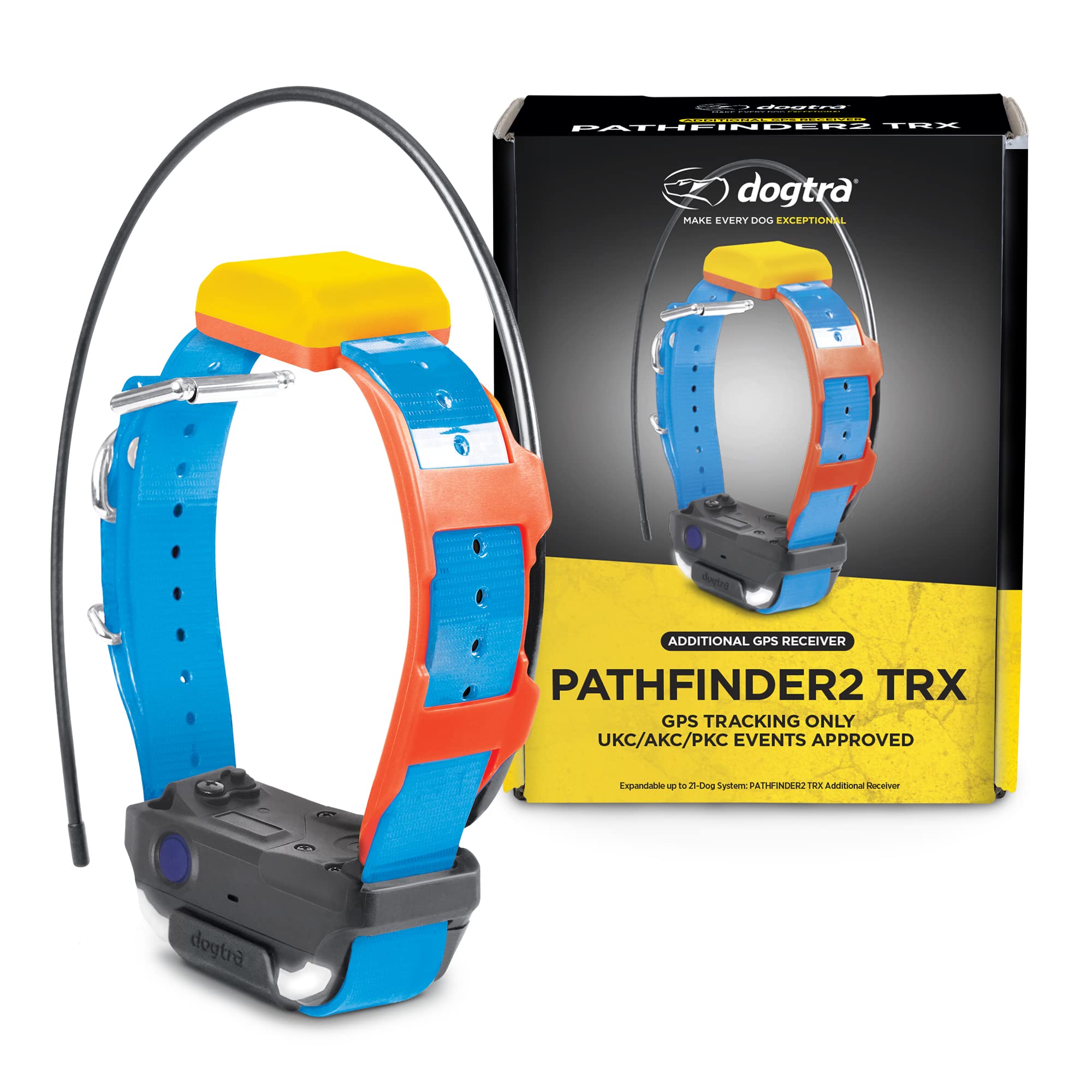 Dogtra Pathfinder 2 TRX Additional Receiver Dog GPS Tracker LED Light Blue Collar SmartWatch Compatible Rechargeable Waterproof Free Offline Maps No Subscription No Monthly Fee Smartphone Required