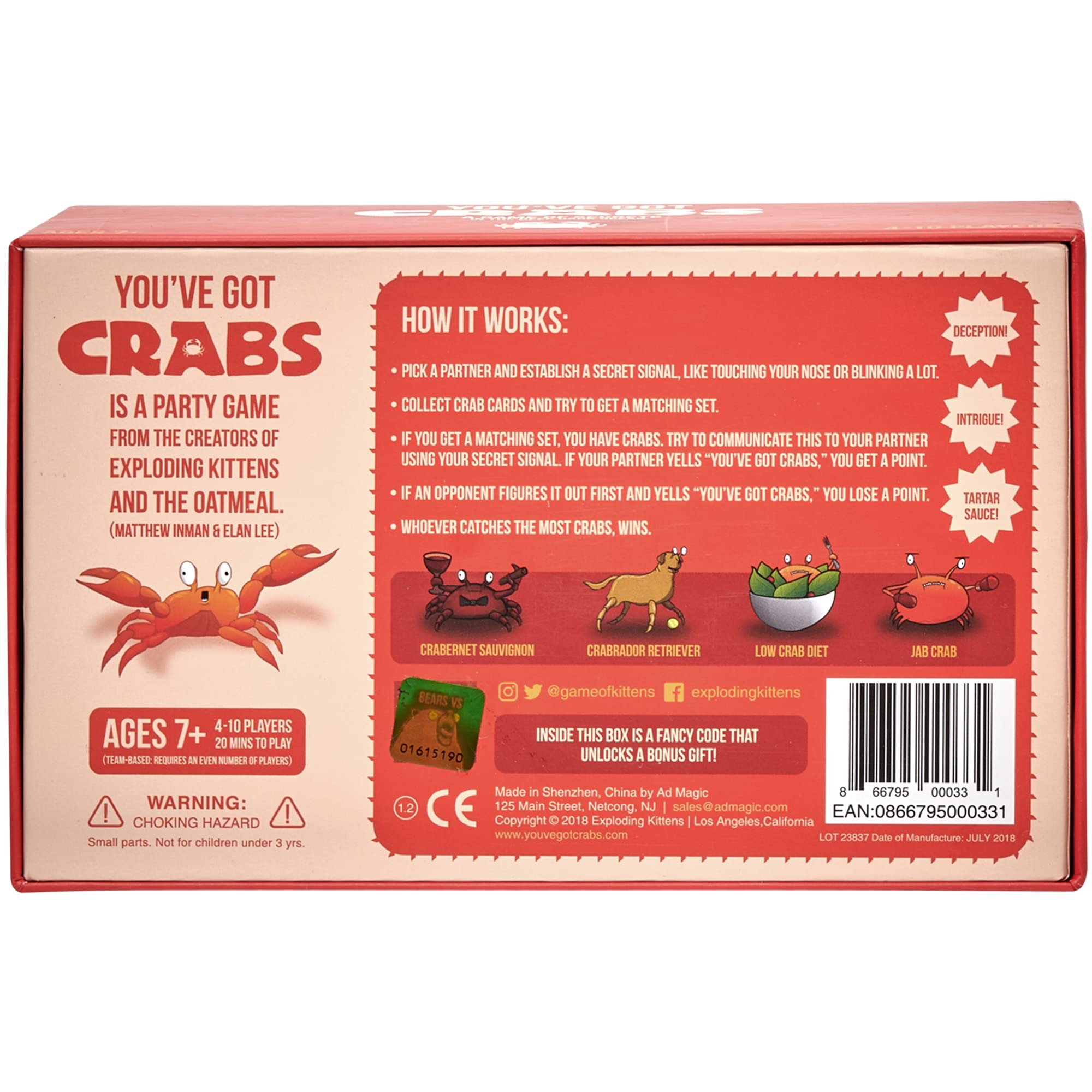 You've Got Crabs by Exploding Kittens - A Card Game Filled with Crustaceans and Secrets - Family-Friendly Party Games - Card Games For Adults, Teens & Kids