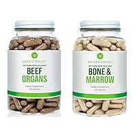 Antler Farms - 100% Pure New Zealand Beef Organs & Bone Marrow Bundle - 180 Capsules - Cold Processed Supplement