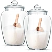2 Sets 74 oz Bath Salt Container with Airtight Lid and Scoop Big Glass Bath Salt Jar with Wooden Scoop for Bath Salt Flour Salt Candy Tea