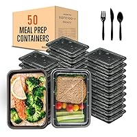 50 Meal Prep Containers with Lids for Adults - 33oz, Microwave Safe, Reusable Food Storage, Freezer Safe, Leak-Free Lunch Container - Includes Utensils