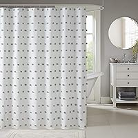 Madison Park Sophie Fabric White Shower Curtain, Polka Dots Casual Solid Shower Curtains for Bathroom, 72 X 72, Cream