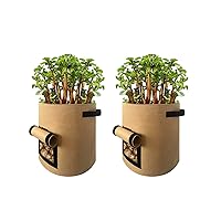 7 Gallon Potato Grow Bag, Garden Planting Bags,Vegetables Planter Bags, Non-Woven Aeration Fabric Pot Growing Bags with Handle and Access Flap (2, Camel Brown)