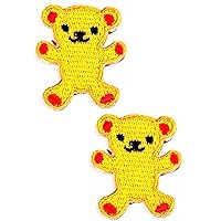 Kleenplus 2pcs. Mini Bear Patches Sticker Lovely Bear Cartoon Embroidery Iron On Fabric Applique DIY Sewing Craft Repair Decorative Sign Symbol Costume
