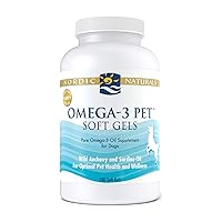 Omega-3 Pet, Unflavored - 180 Soft Gels - 330 mg - Fish Oil for Dogs with EPA & DHA - Promotes Heart, Skin, Coat, Joint, & Immune Health