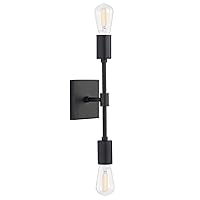 Linea di Liara Berbella 2-Light Matte Black Bathroom Vanity Light Fixtures Modern Wall Sconces Lighting Fixture Wall Lights for Hallway and Bedroom Sconces with Two LED Bulbs Included, UL Listed