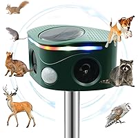 Ultrasonic Solar Animal Repeller Outdoor with Motion Sensor, Deer Dog Squirrel Skunk Cat Repellent Devices