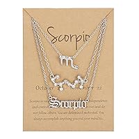3Pcs 12 Constellation Zodiac Sign Layered Choker Necklaces Letter Astrology Horoscope with Message Card for Women Girls Jewelry