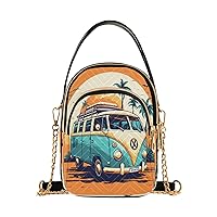 Quilted Crossbody Bags for Women,Hippie Bus Women's Crossbody Handbags Small Travel Purses Phone Bag