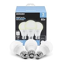 A19 Smart White LED Bulb, 60W, Non-Dimmable, 3-Pack