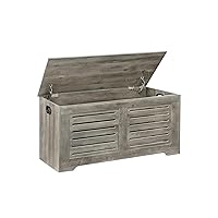 DINZI LVJ Storage Chest, 39.4”Wooden Toy Box with 2 Safety Hinges, Retro Entryway Shoe Storage Bench with Flip-Top, Sturdy Large Storage Trunk for Living Room, Bedroom, Easy Assembly, Gray Wash